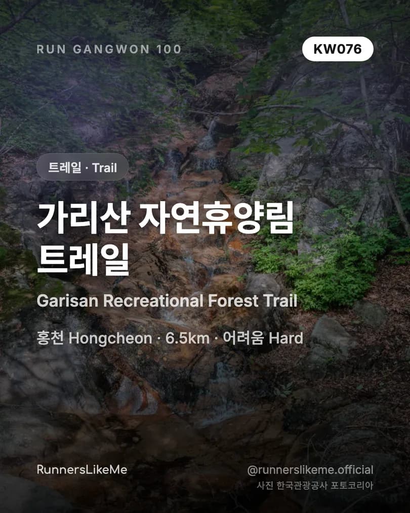 가리산 자연휴양림 트레일 — RUN GANGWON 100 도감 카드 1/4