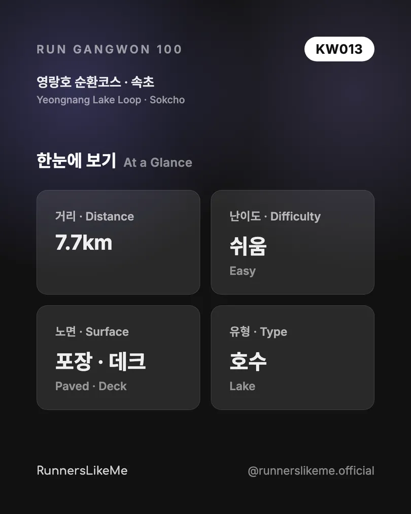 영랑호 순환코스 — RUN GANGWON 100 도감 카드 2/4