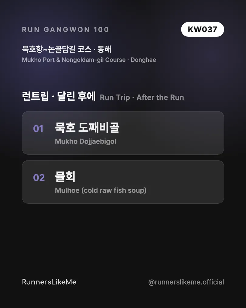 묵호항~논골담길 코스 — RUN GANGWON 100 도감 카드 4/4