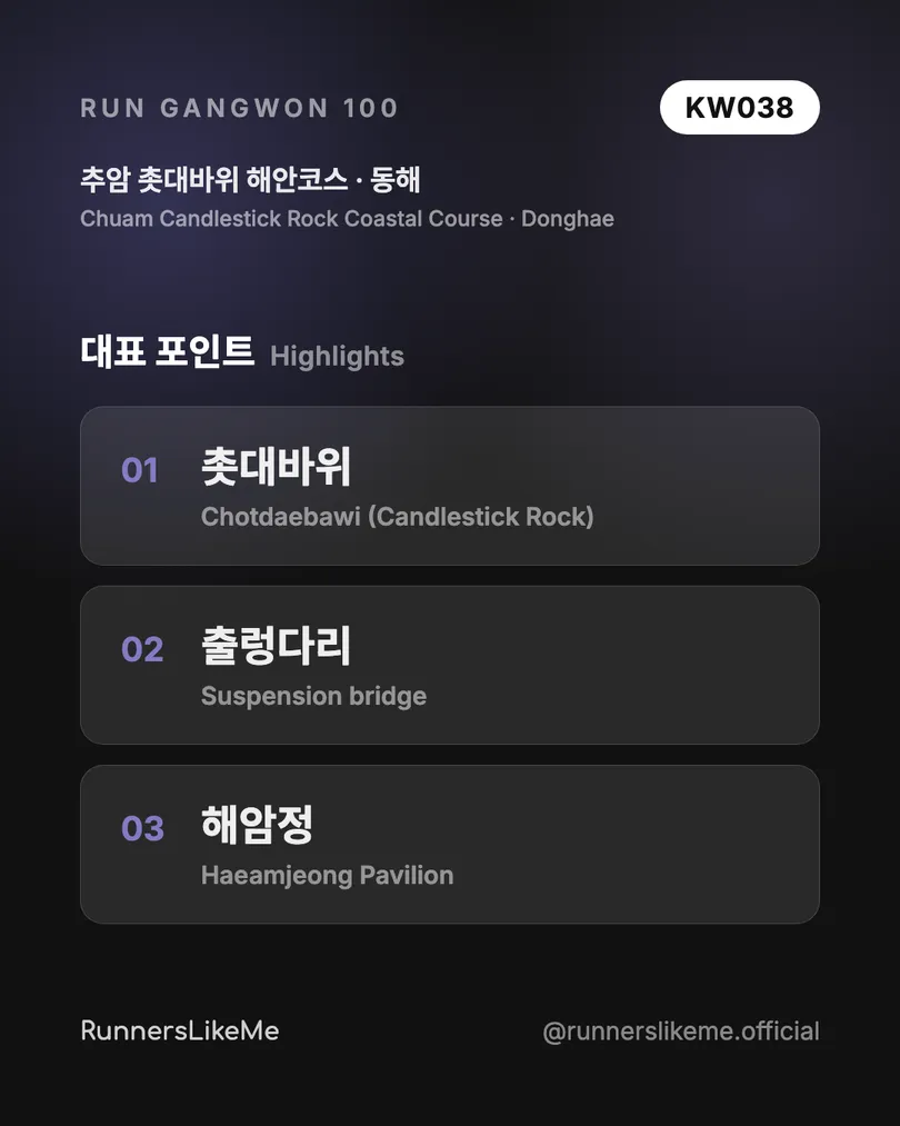 추암 촛대바위 해안코스 — RUN GANGWON 100 도감 카드 3/4