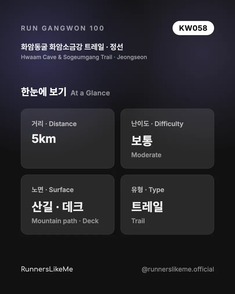 화암동굴 화암소금강 트레일 — RUN GANGWON 100 도감 카드 2/4